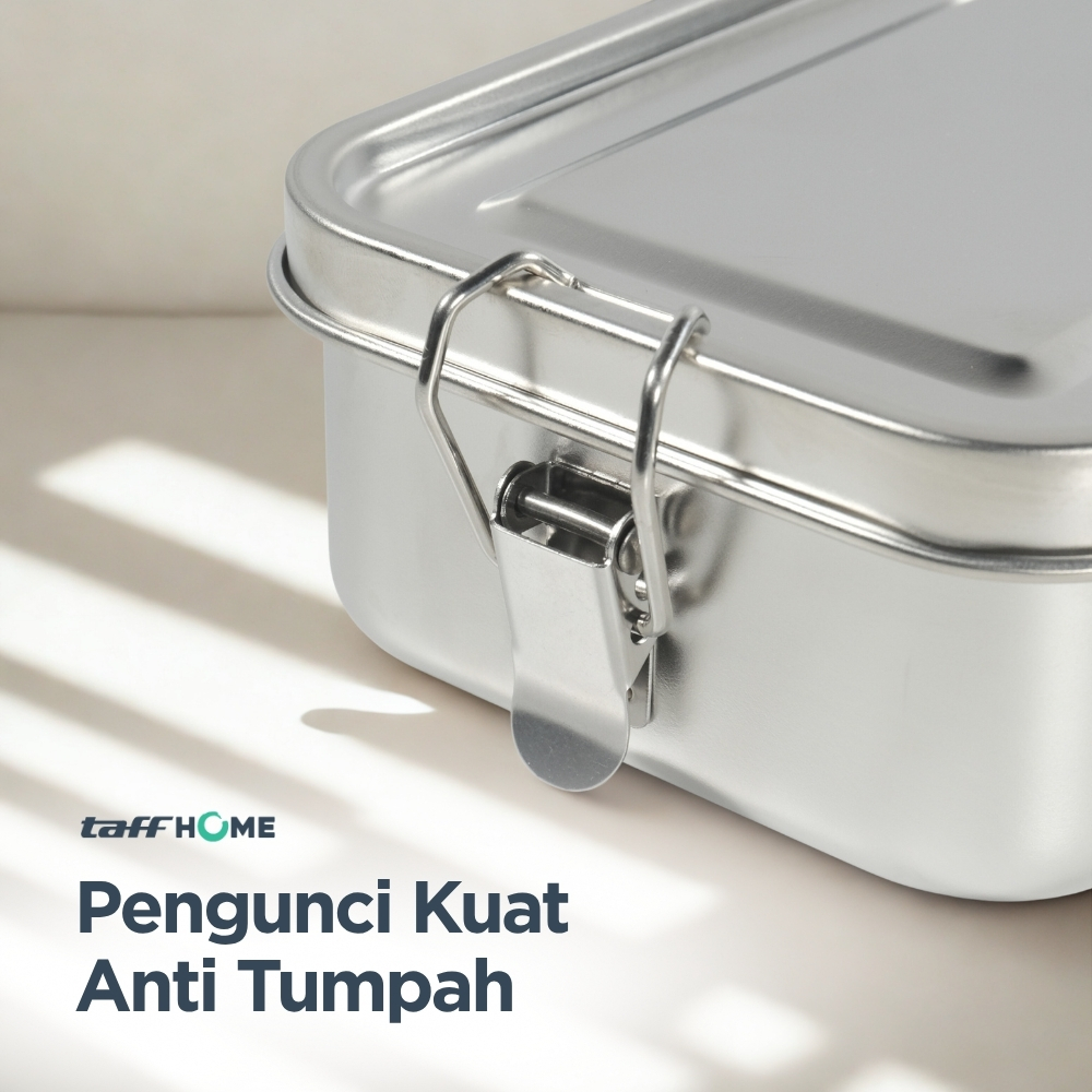 Gambar produk TaffHOME Kotak Makan Lunch Box Stainless Steel Single Layer 850ml - U-30