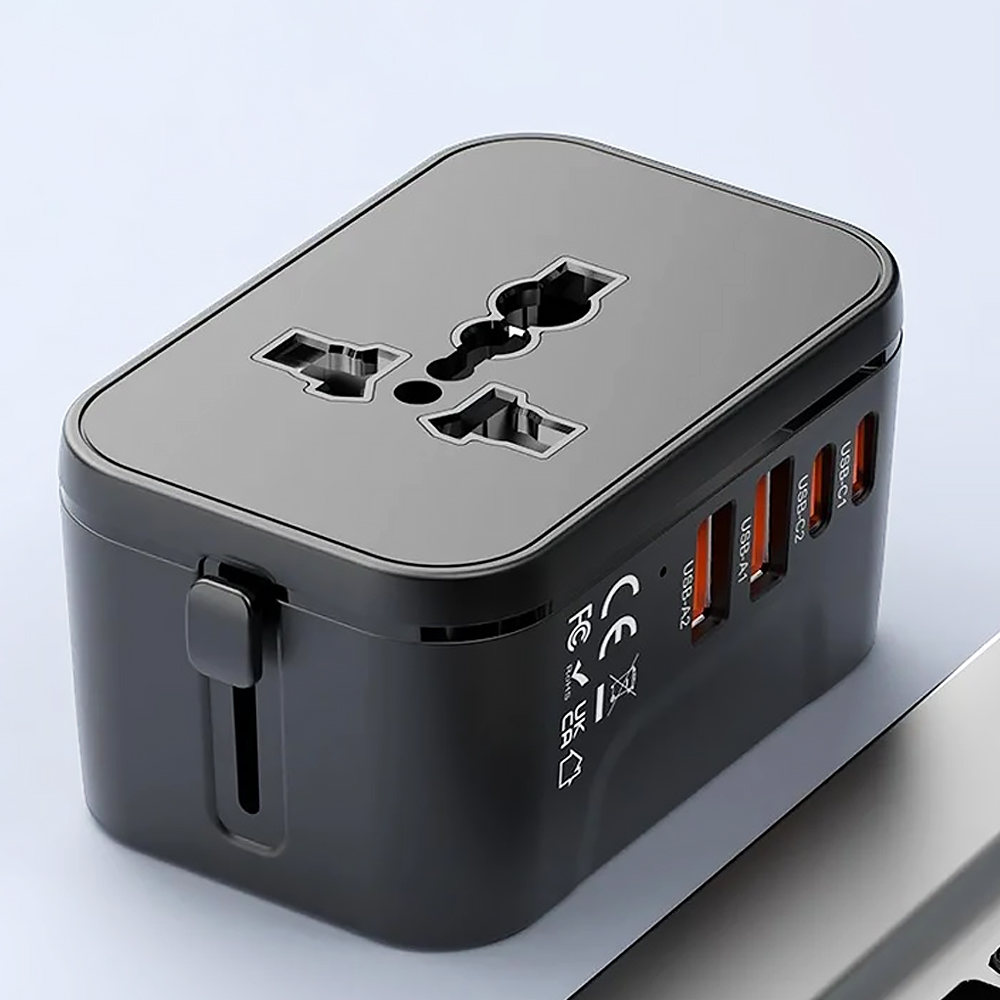 Gambar produk LENCENT Universal Travel Adaptor Multi Port USB Type C UK EU USA 3A - HHT205