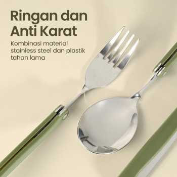 Gambar produk YOUGLE Set Alat Makan Sendok Garpu Lipat Portable Cutlery Swiss Army - A009