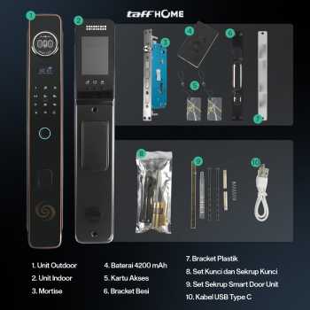 Gambar produk TaffHOME Smart Door Lock Fingerprint 3D Face Recognition Card Xhome - X5