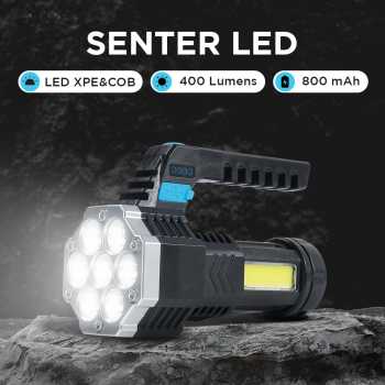 TANJE Senter LED USB Rechargeable Flashlight XPE 7 Head COB Light - T700