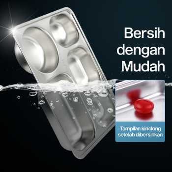Gambar produk Januel Kotak Makan Fast Food Tray Container Stainless Steel 304 5 Grid - Jn71