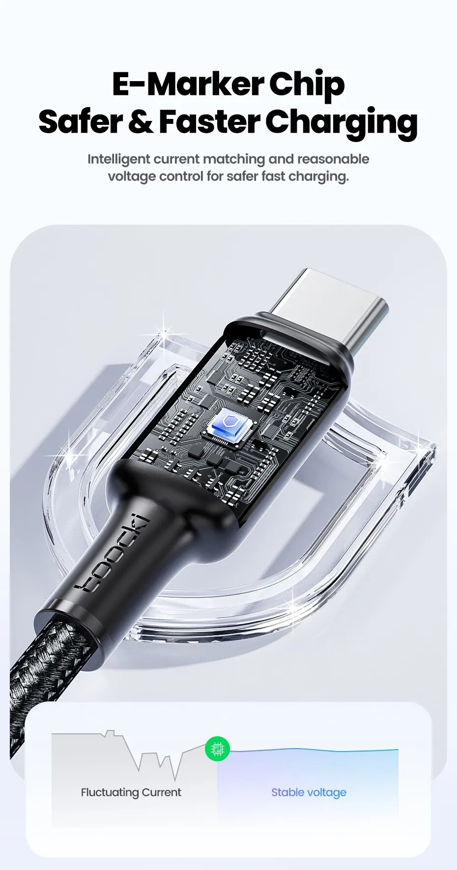 Gambar produk Toocki Kabel Data USB Type-C Multifungsi Fast Charging RGB 20V 6A 100W 1.8M - TQ-X45