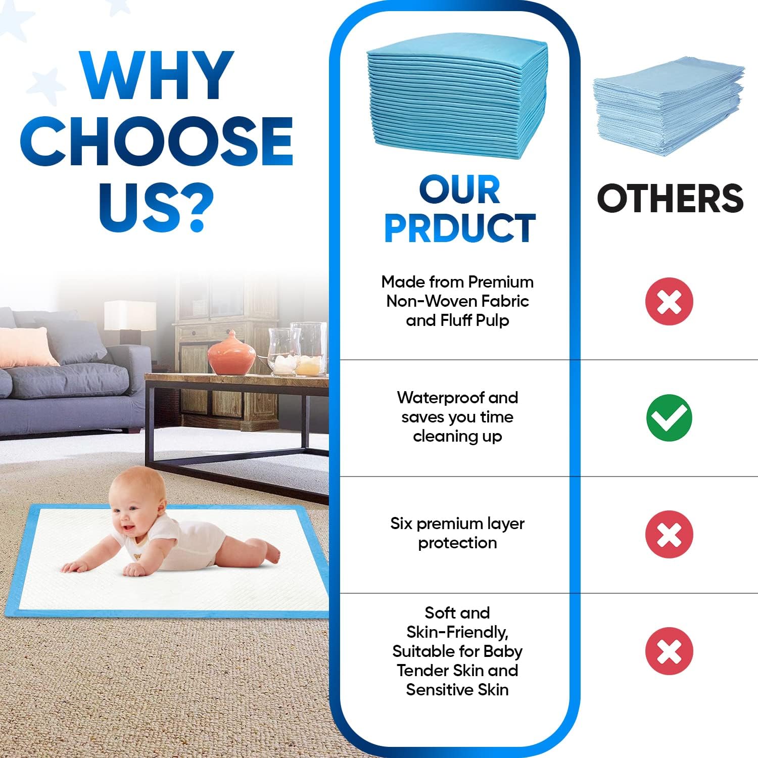 Gambar produk Papipokpok Perlak Bayi Disposable Absorbent Pad Diaper 40 PCS - INU139