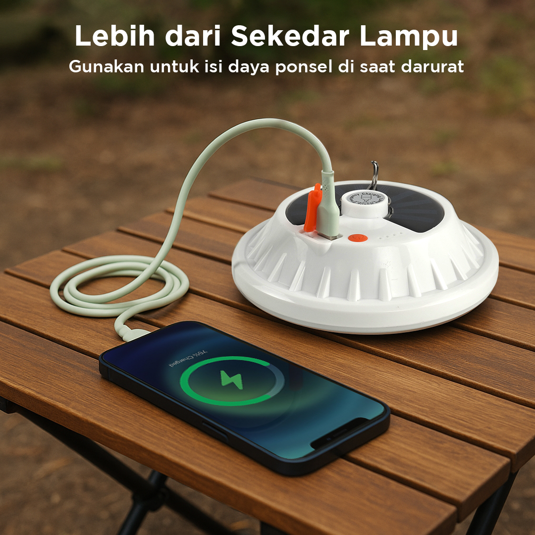 Gambar produk Pocketman Lampu LED Camping Waterproof Solar Emergency Cool White - HS-V62