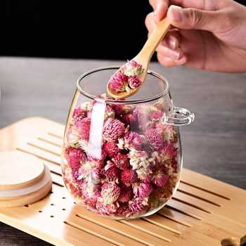 Gambar produk Selemz Toples Kaca Glass Food Storage Vintage Wooden with Spoon 600ml - INU144