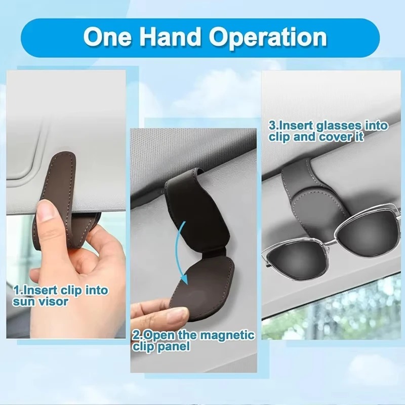 Gambar produk Anemone Penjepit Kacamata Mobil Sun Visor Fiber Magnetic Clip Holder - INU106