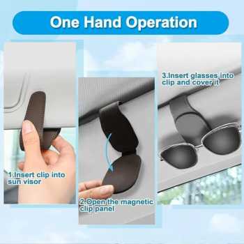 Gambar produk Anemone Penjepit Kacamata Mobil Sun Visor Fiber Magnetic Clip Holder - INU106