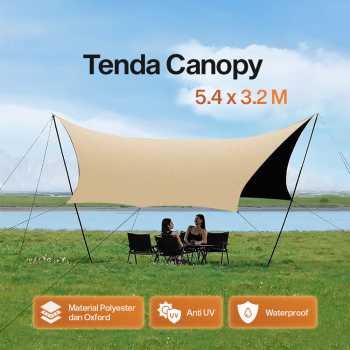 Joly Well Flysheet Terpal Tenda Camping Waterproof Anti UV 5.4x3.2M - S-T138