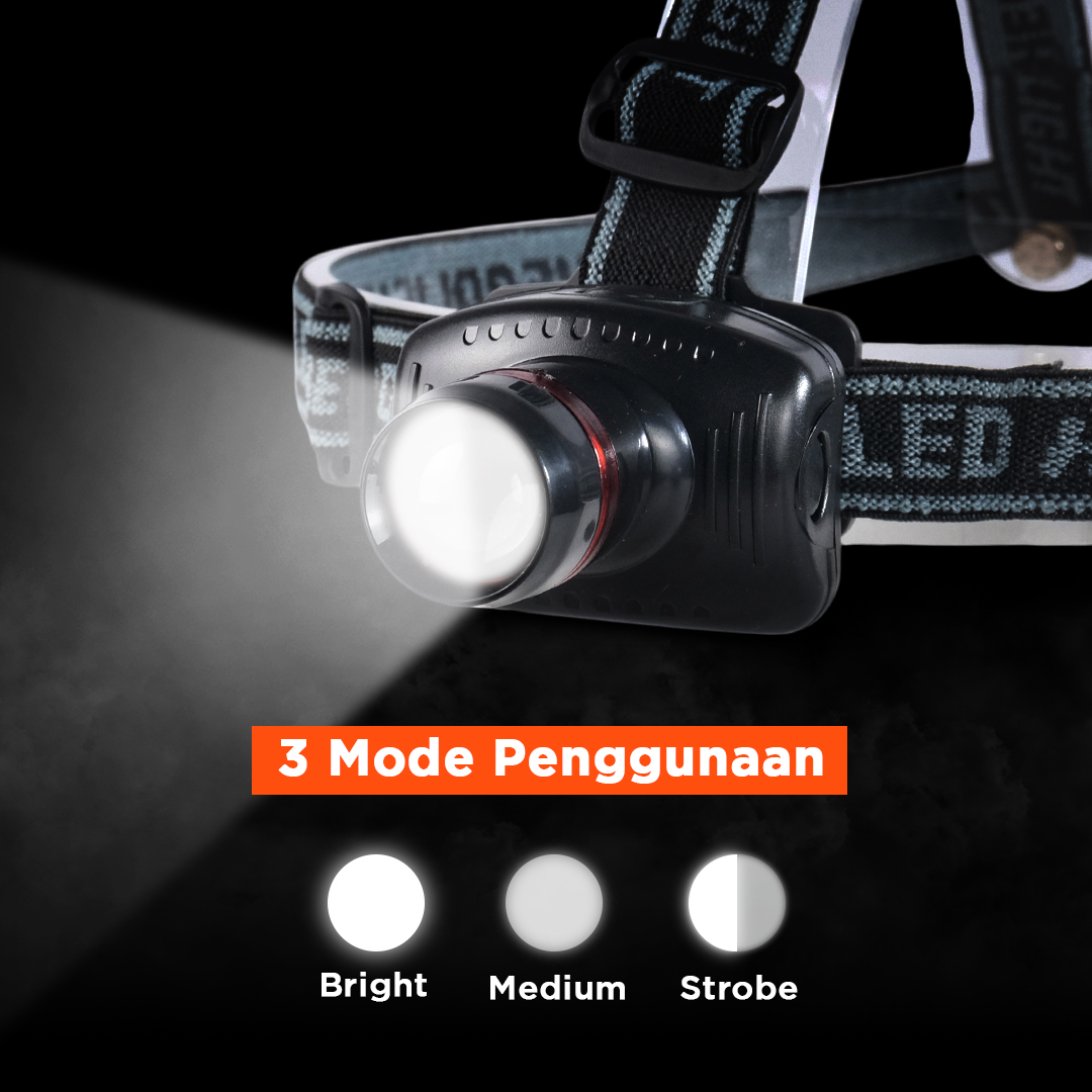 Gambar produk TRLIFE Senter Kepala Headlamp LED CREE Telescopic Zoom 3W 160 Lumens - BL253