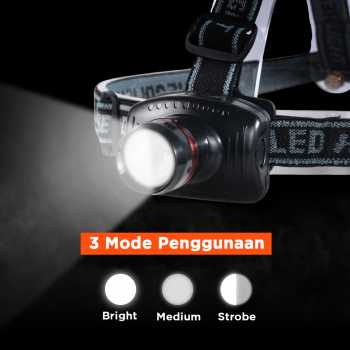 Gambar produk TRLIFE Senter Kepala Headlamp LED CREE Telescopic Zoom 3W 160 Lumens - BL253