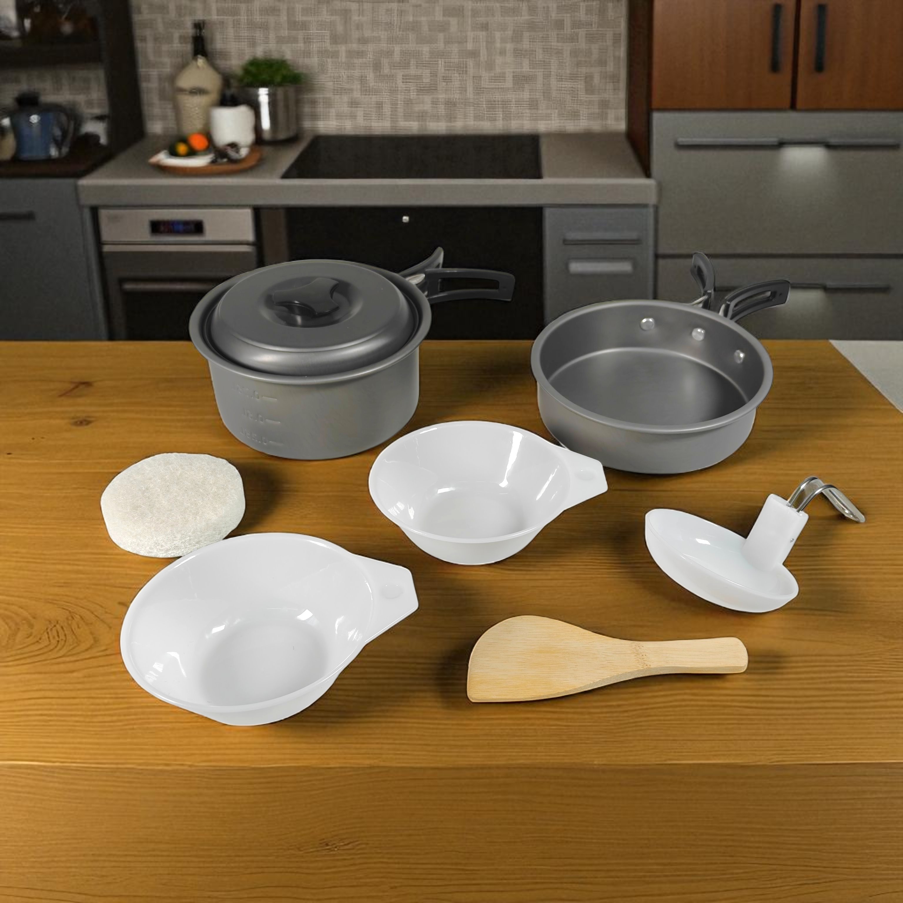 Gambar produk Set Panci Alat Masak Outdoor Camping Nesting Cooking Aluminium 7in1 - WH-200