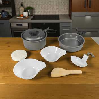Gambar produk Set Panci Alat Masak Outdoor Camping Nesting Cooking Aluminium 7in1 - WH-200