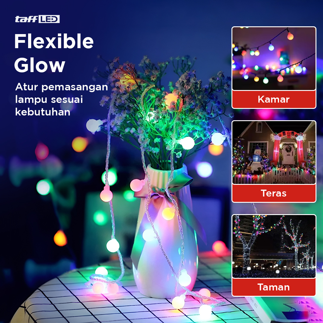 Gambar produk TaffLED Lampu Hias Gantung String Lights Model Bohlam Mini Waterproof 3M - ZYD0931