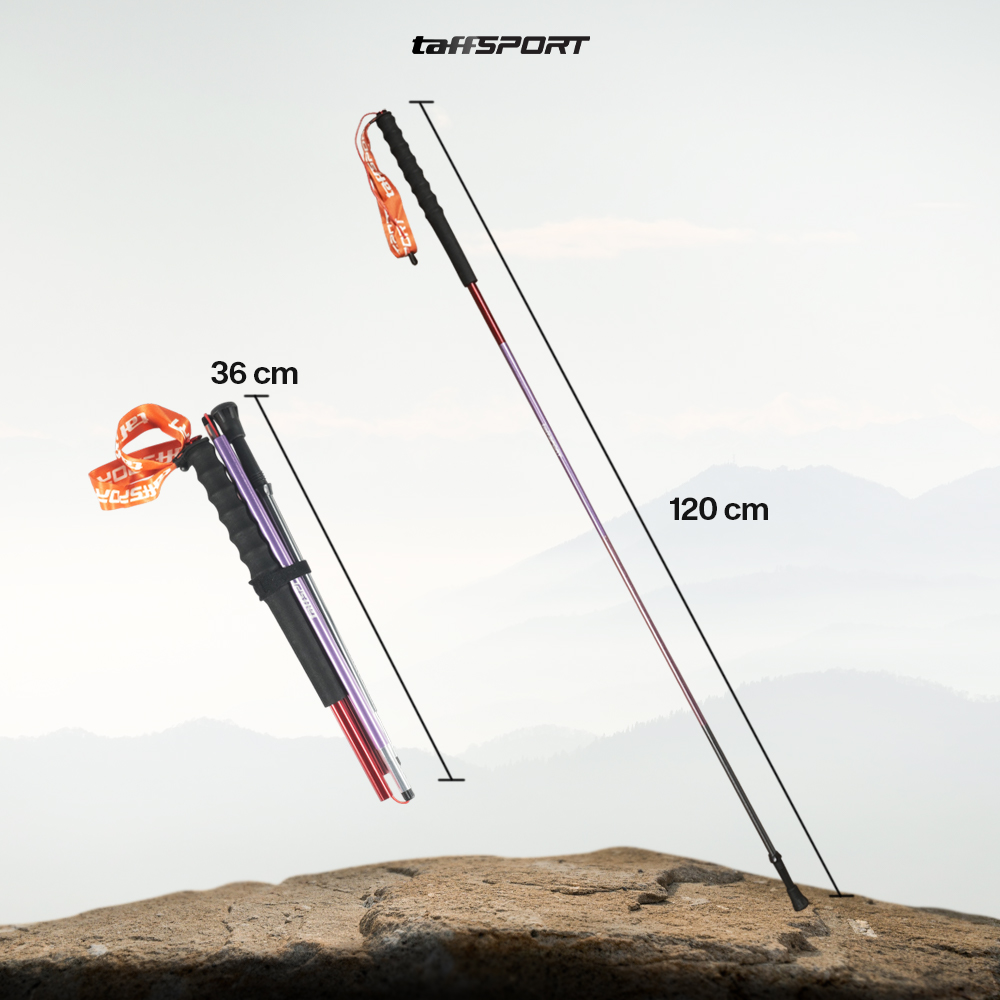 Gambar produk TaffSPORT Tongkat Hiking Lipat Trekking Pole Aluminium Alloy 120 cm - Z1802
