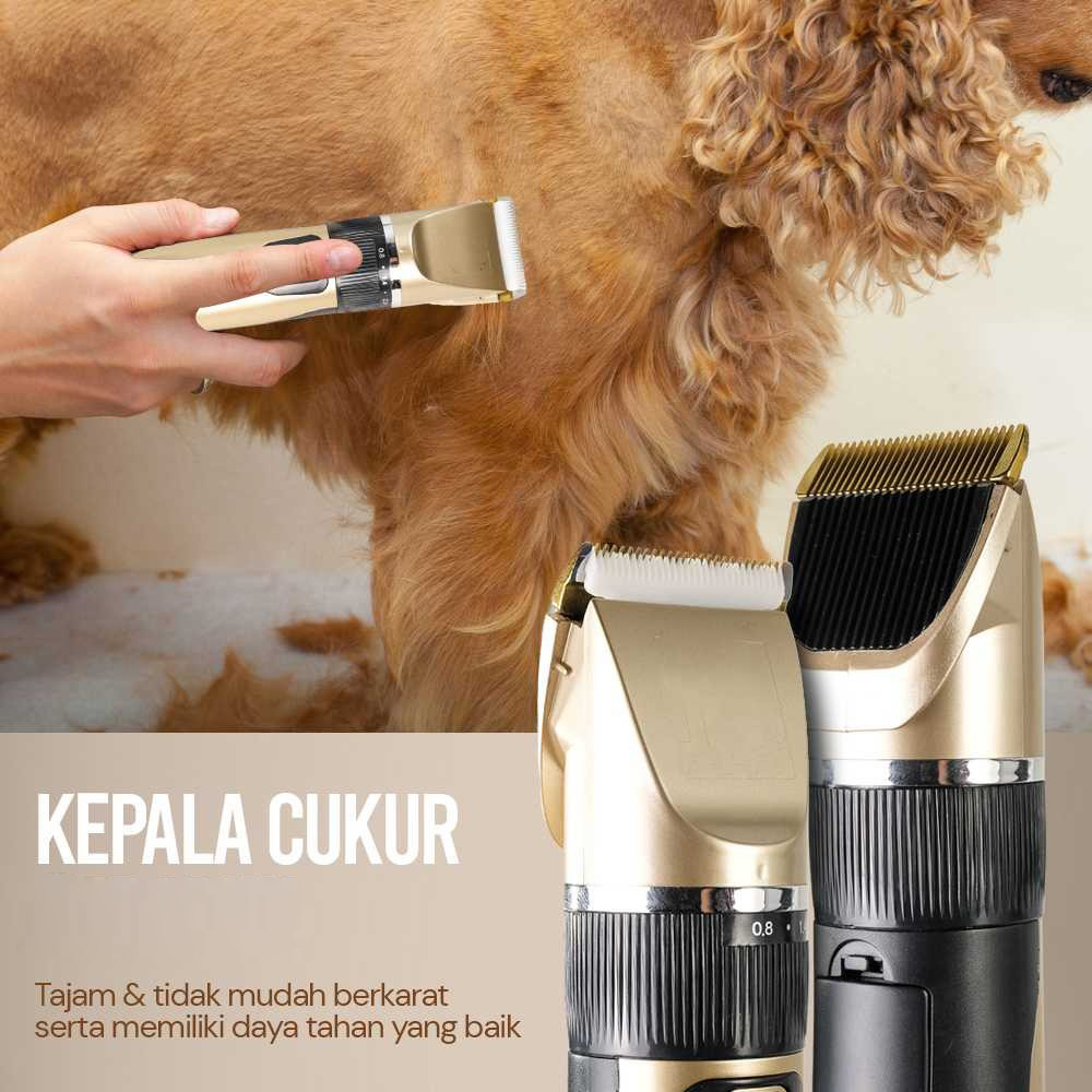 Gambar produk BaoRun Alat Cukur Bulu Hewan Anjing Kucing 4 Comb 1200mAh 3.7V - K5