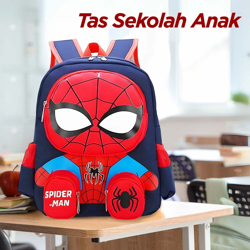Gambar produk Zihui Tas Ransel Anak Sekolah Backpack Karakter Superhero SpiderMan 3D - 6388