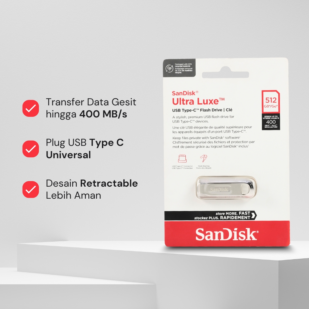 Gambar produk SanDisk Ultra Luxe Flashdisk USB Type C 3.2 Gen 1 512GB - SDCZ75