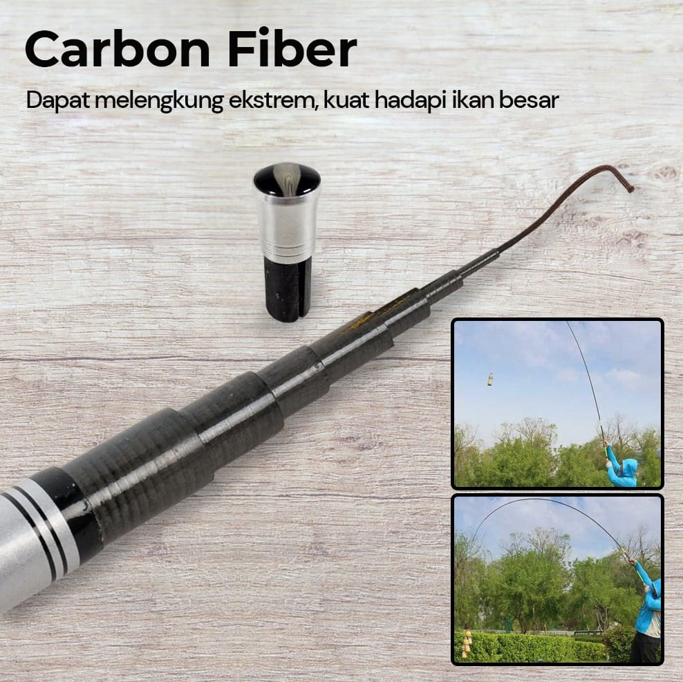 Gambar produk TaffSPORT Joran Pancing Pole Tegek Carbon Fiber Fishing Rod 3.3M - 5841