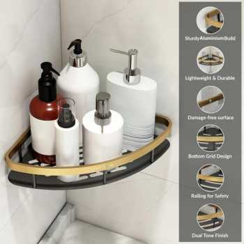 Gambar produk TaffHOME Rak Kamar Mandi Aluminium Triangular Bathroom Corner Shelf - RG2A