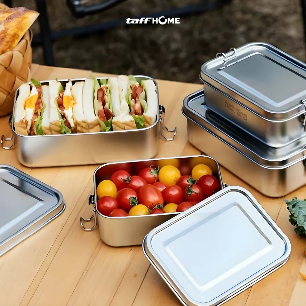 Gambar produk TaffHOME Kotak Makan Lunch Box Stainless Steel Single Layer 550ml - UP55