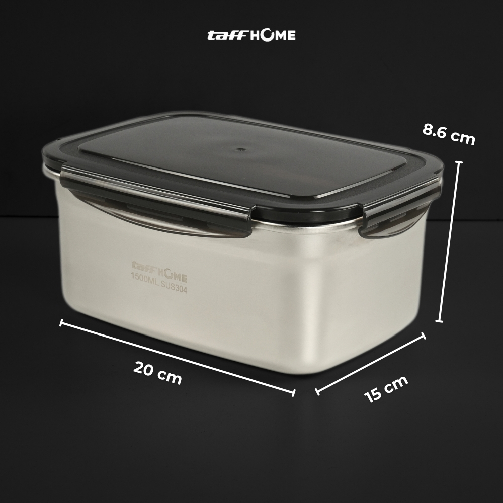 Gambar produk TaffHOME Kotak Makan Anti Tumpah Reguler Lunch Box Stainless Steel 304 1500ml - Slyz52