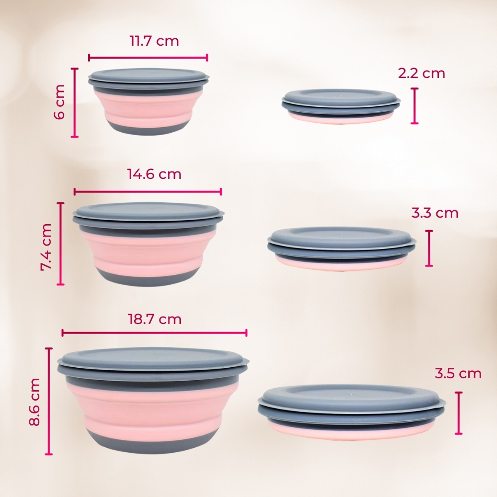 Gambar produk LORV Kotak Makan Lunch Box 3in1 Foldable Silicone 300ml 600ml 1200ml - B1