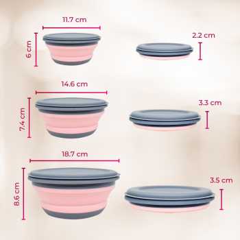 Gambar produk LORV Kotak Makan Lunch Box 3in1 Foldable Silicone 300ml 600ml 1200ml - B1