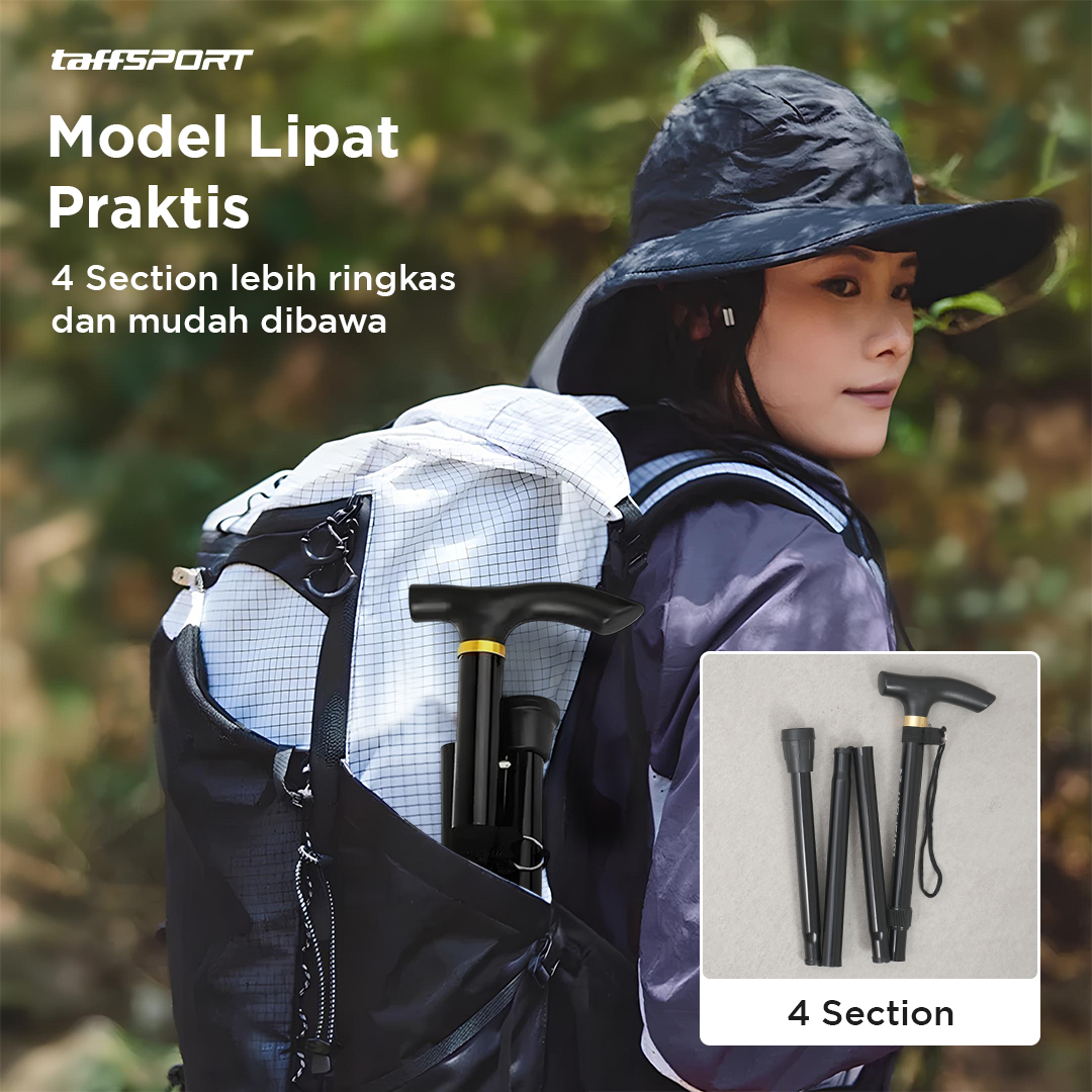 Gambar produk TaffSPORT Tongkat Hiking Lipat Trekking Pole Aluminium Alloy 92.5cm - Z4