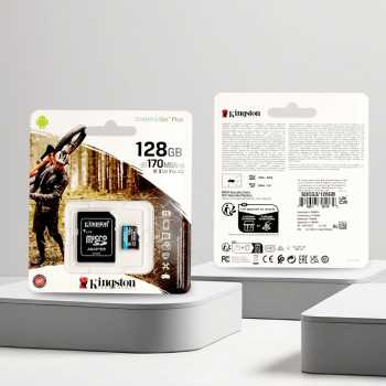 Gambar produk Kingston MicroSD Card Canvas Go Plus C10 V30 UHS-I U3 A2 170MB/s 128GB - SDCG3