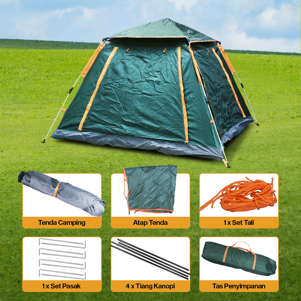Gambar produk WolFAce Tenda Camping Lipat Otomatis 3-4 Orang Single Layer Waterproof - SMF828