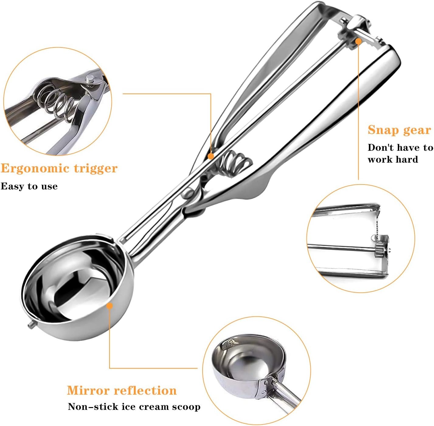 Gambar produk AXV Sendok Takar Es Krim Scoop Stainless Steel Spring Handle Medium - AX-24
