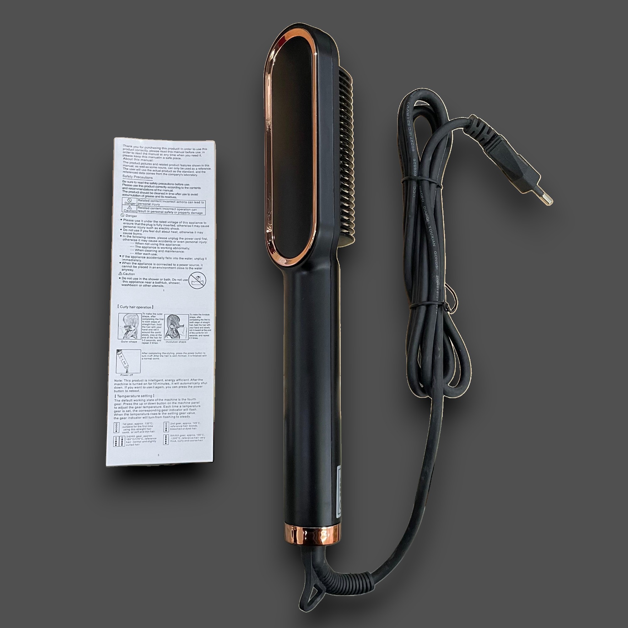 Gambar produk POURCARE Sisir Catok Pelurus Rambut Hair Straightener Brush 45W - ML-909