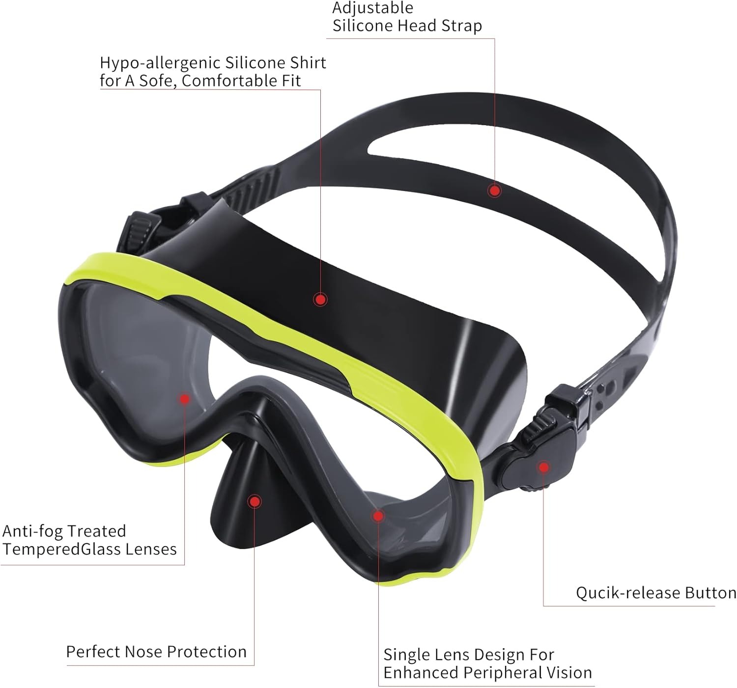 Gambar produk UDO Kacamata Selam Snorkeling Tempered Glass Diving Googgles Unisex - U-16