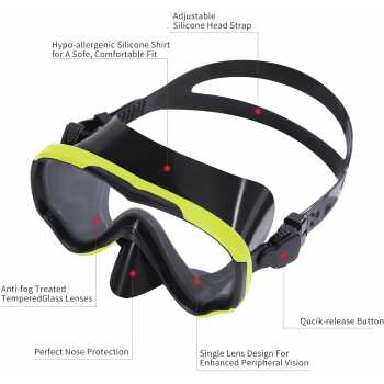 Gambar produk UDO Kacamata Selam Snorkeling Tempered Glass Diving Googgles Unisex - U-16