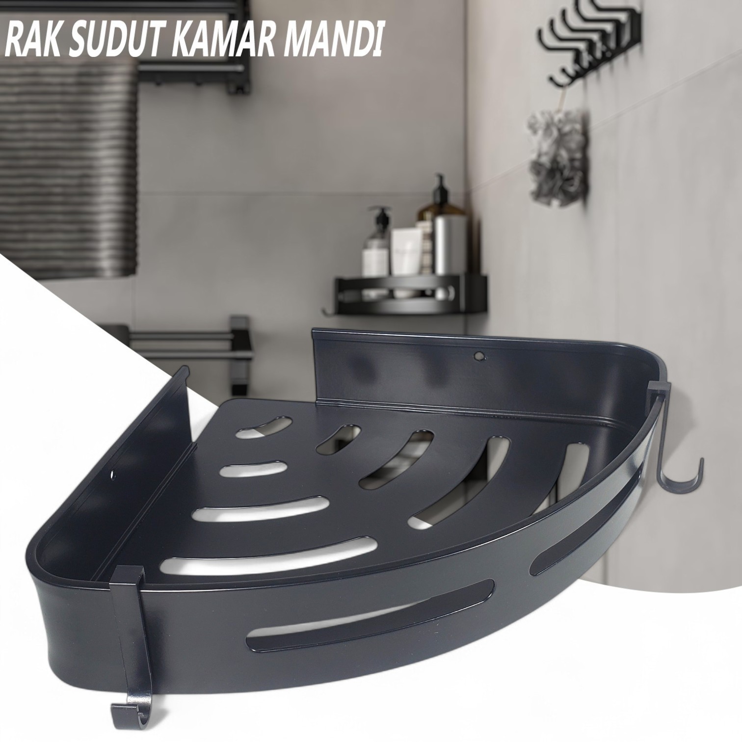 Gambar produk Lovelyduo Rak Sudut Kamar Mandi Bathroom Corner Shelf Aluminium - LV30