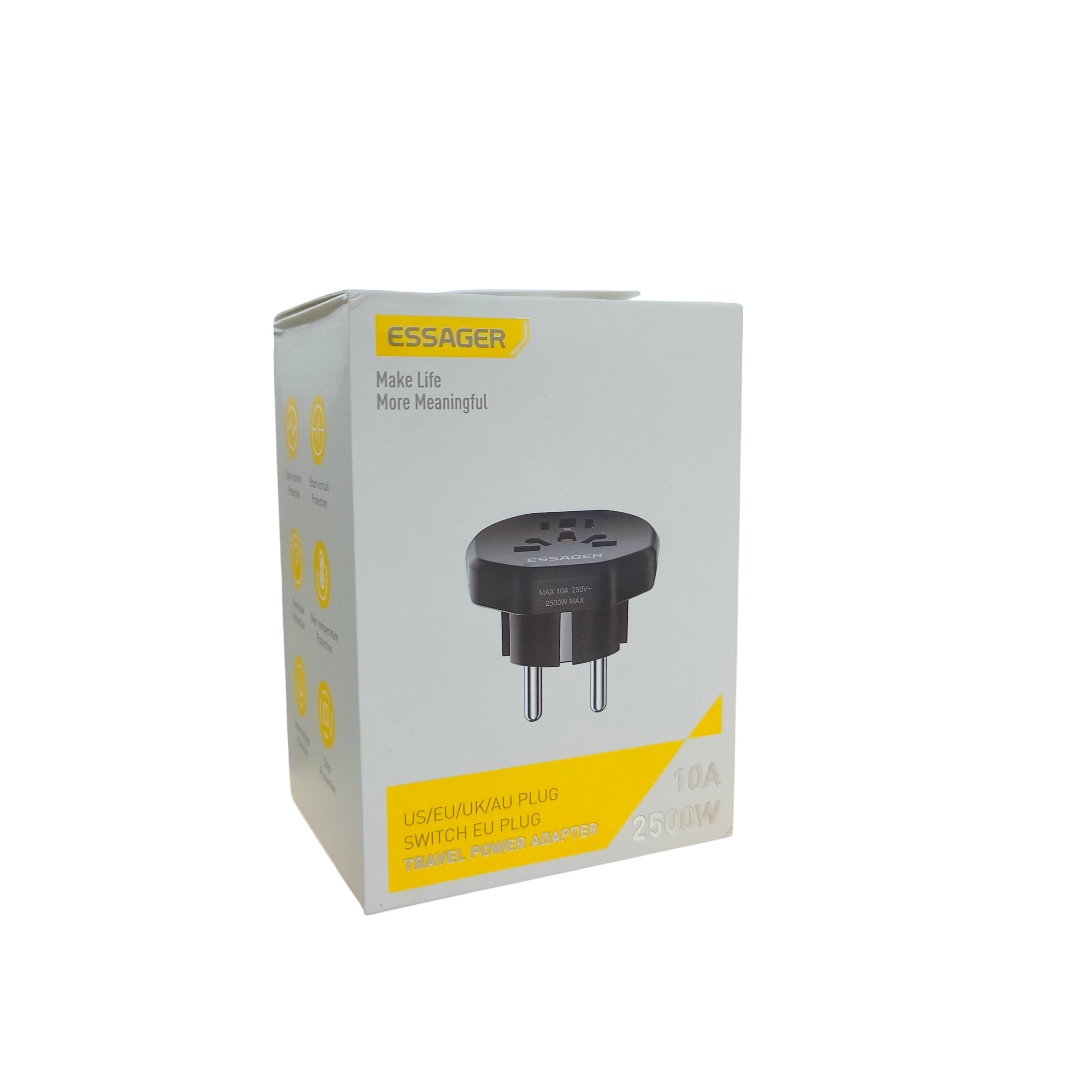 Gambar produk ESSAGER Universal Travel Adaptor Multi Port UK EU USA AUS 2500W 250V - WL-09