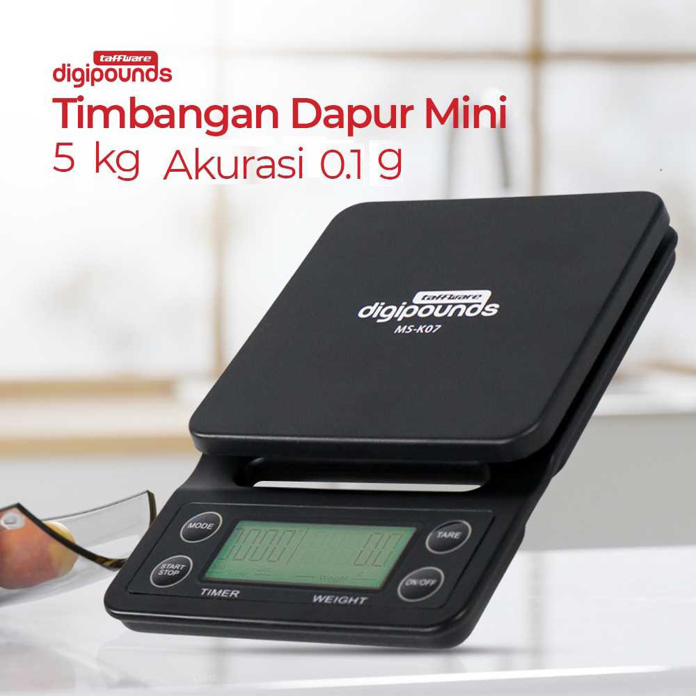Gambar produk Taffware Digipounds Timbangan Kopi Digital Timer Coffee Scale 5kg 0.1g - MS-K07