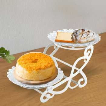 Gambar produk TALON Rak Kue Susun 2 Tingkat Multi Layer Bicycle Cake Fruit Tray Circle - INU114