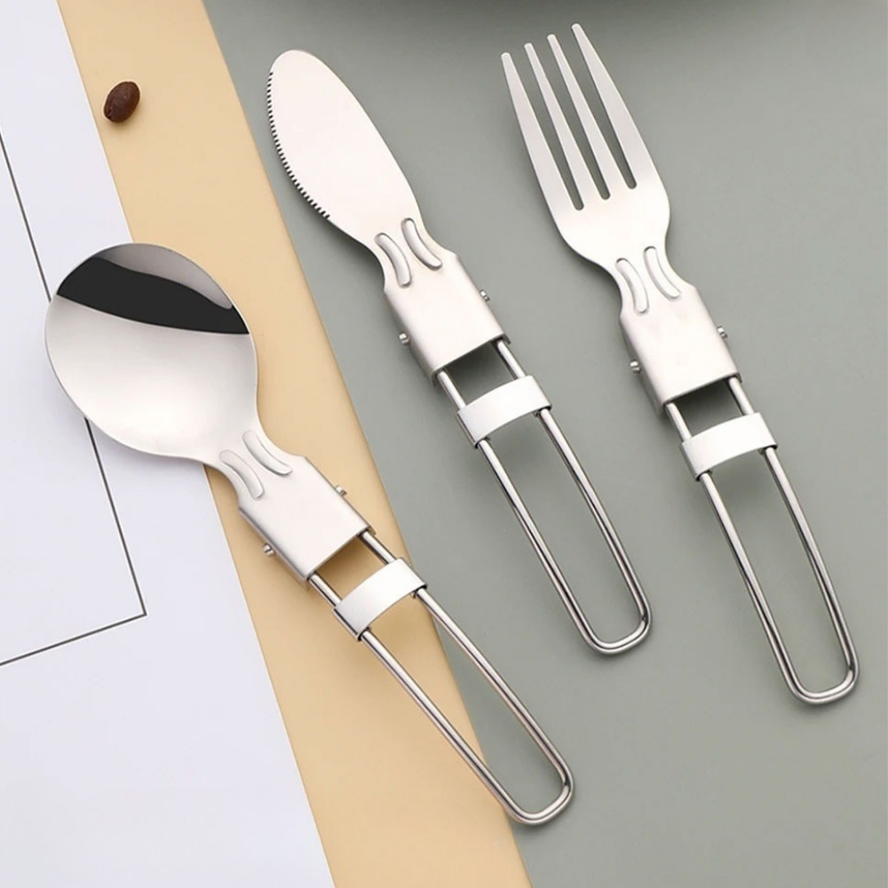Gambar produk KNIFEZER Set Alat Makan Sendok Garpu Pisau Lipat Portable Cutlery - AOTU