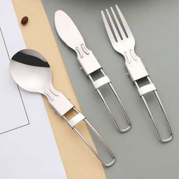 Gambar produk KNIFEZER Set Alat Makan Sendok Garpu Pisau Lipat Portable Cutlery - AOTU