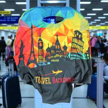 Gambar produk TravGuard Sarung Koper Elastis Polyester Spandex Suitcase Cover M Scenic Spot 2 - H-22