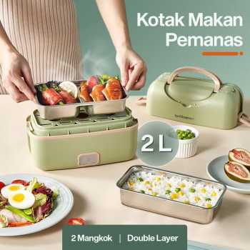 BILLBEAR Kotak Makan Pemanas Elektrik Double Layer Lunch Box 2 Bowl 2L - BE-FH888