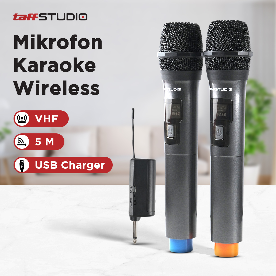 Gambar produk TaffSTUDIO Microphone Karaoke Wireless Rechargeable 2 Ch 2.4GHz 2 PCS - SM2