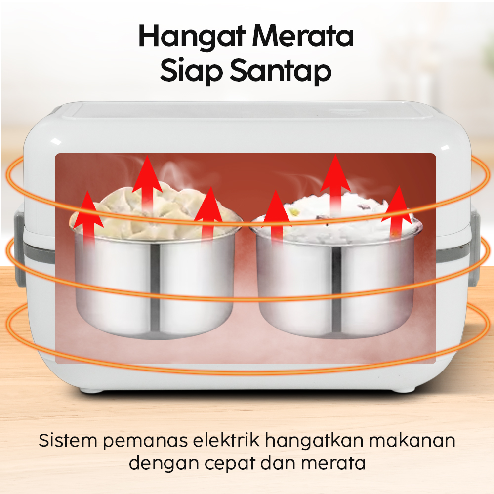 Gambar produk ANYTRP Kotak Makan Pemanas Elektrik Single Layer Lunch Box 2 Bowl 1.2L - DFH-C01