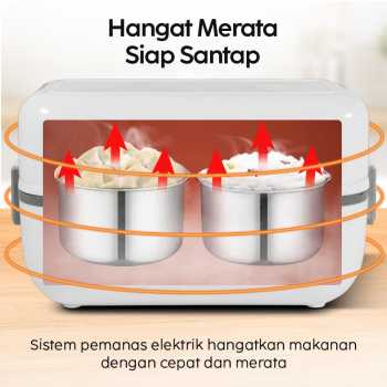 Gambar produk ANYTRP Kotak Makan Pemanas Elektrik Single Layer Lunch Box 2 Bowl 1.2L - DFH-C01