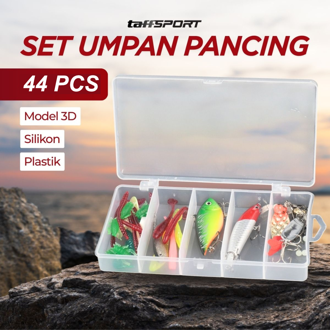 Gambar produk TaffSPORT Umpan Pancing Ikan Set Fishing Bait Kit 44 PCS with Case - DWS250-D