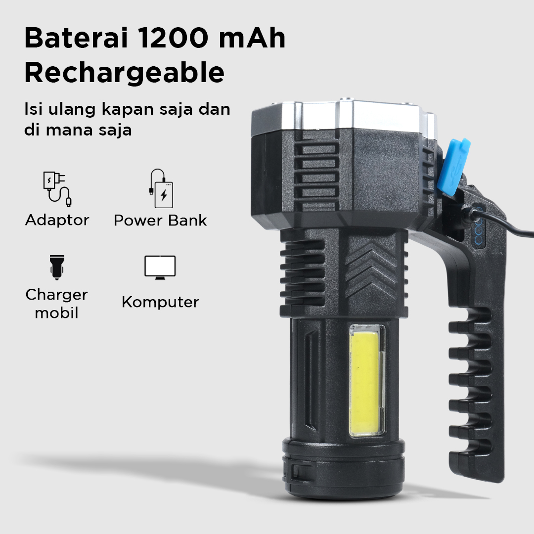 Gambar produk TANJE Senter LED USB Rechargeable Flashlight XPE 7 Head COB Light - T700