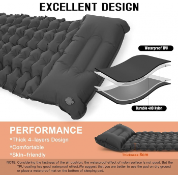 Gambar produk LISM Kasur Matras Angin Manual Sleeping Pad Waterproof Single - LS18Z