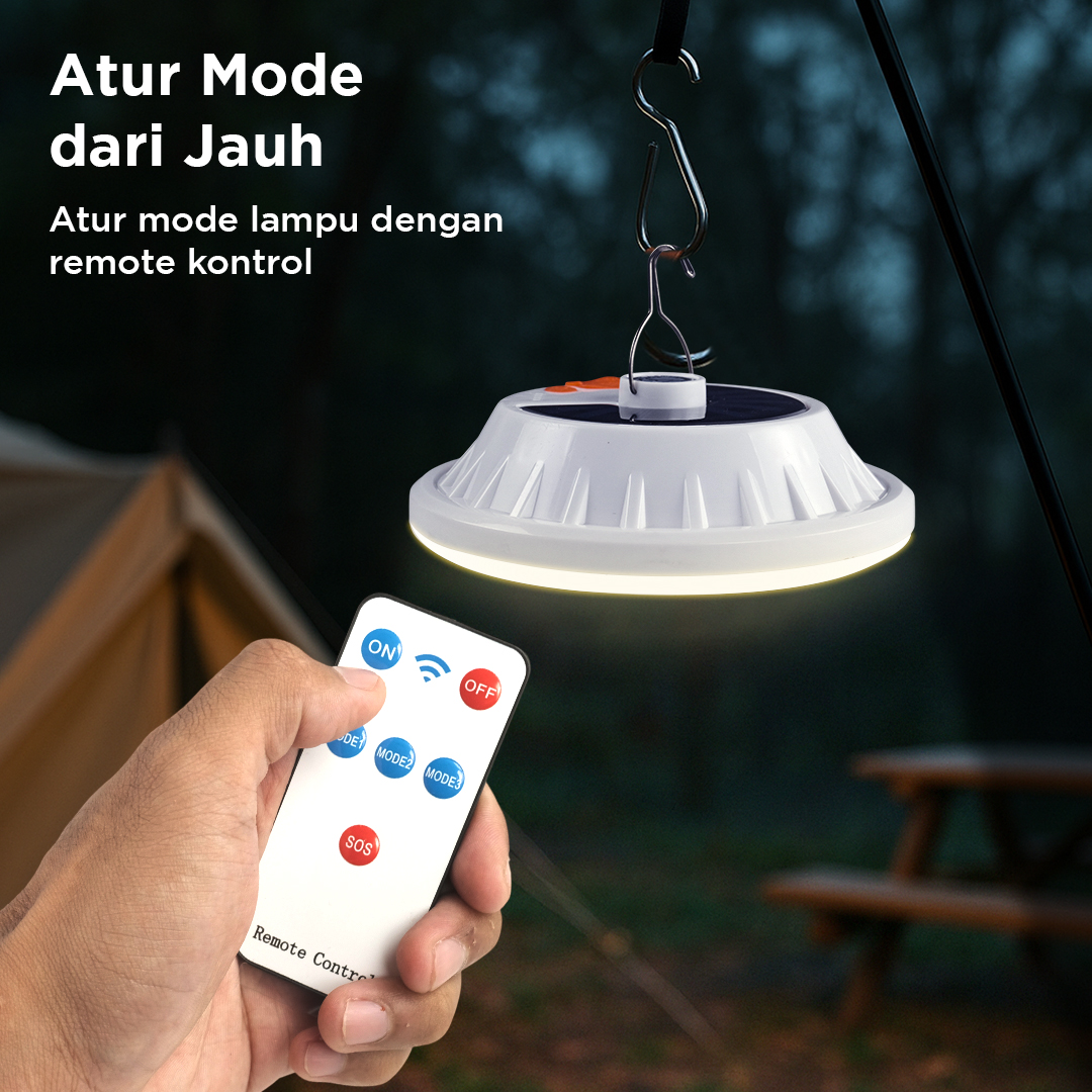 Gambar produk Pocketman Lampu LED Camping Waterproof Solar Emergency Cool White - HS-V62